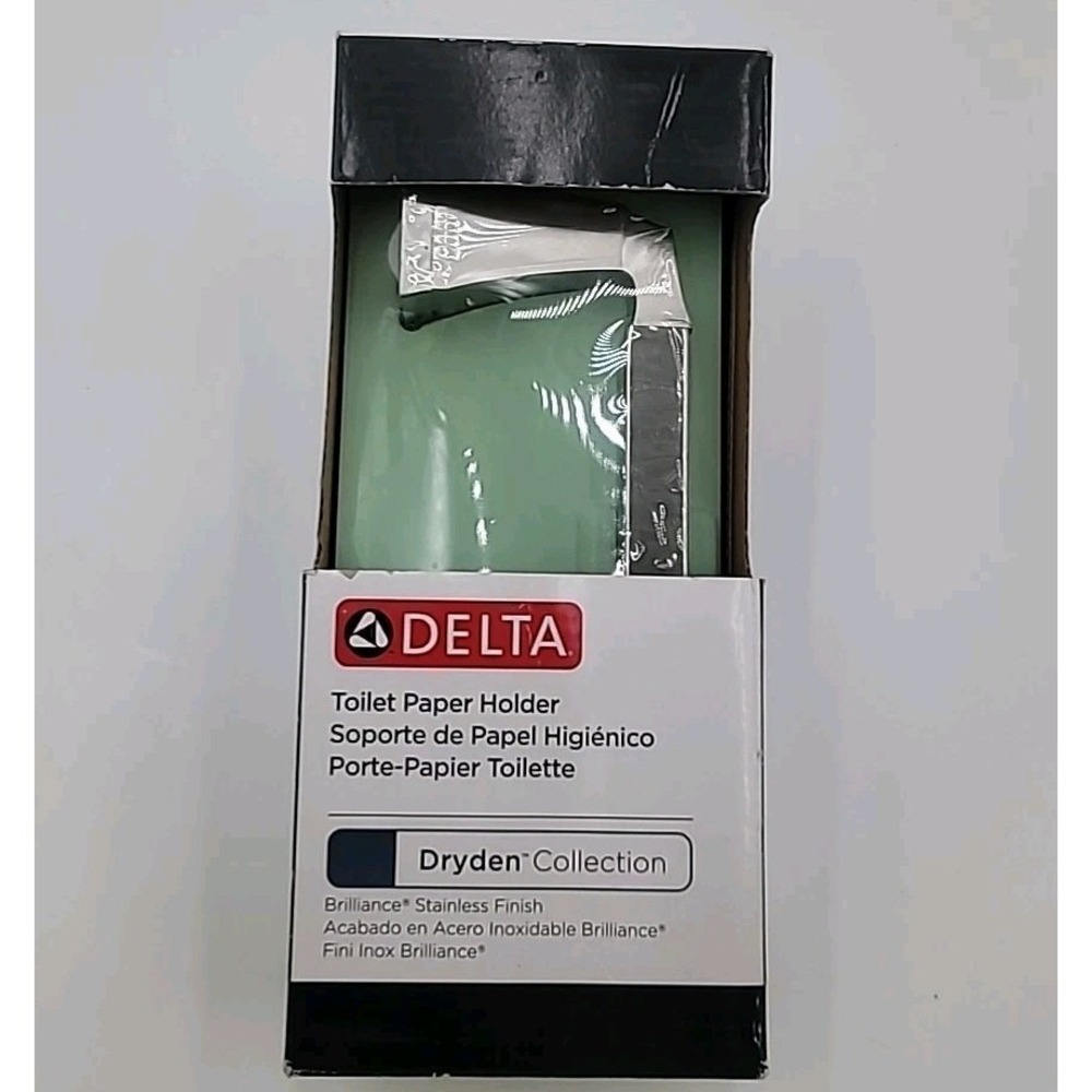 Delta Dryden Toilet Paper Holder Stainless Steel Finish‎ Flip Up Easy Change TP